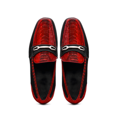marco-di-milano-red-black-hugo-sueded-ostrich-leg-bit-loafers