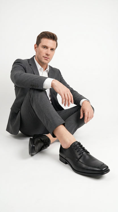 Men’s Black Oxford Dress Shoes with Lace Up Front, Formal Tuxedo Wedding Prom Shoes