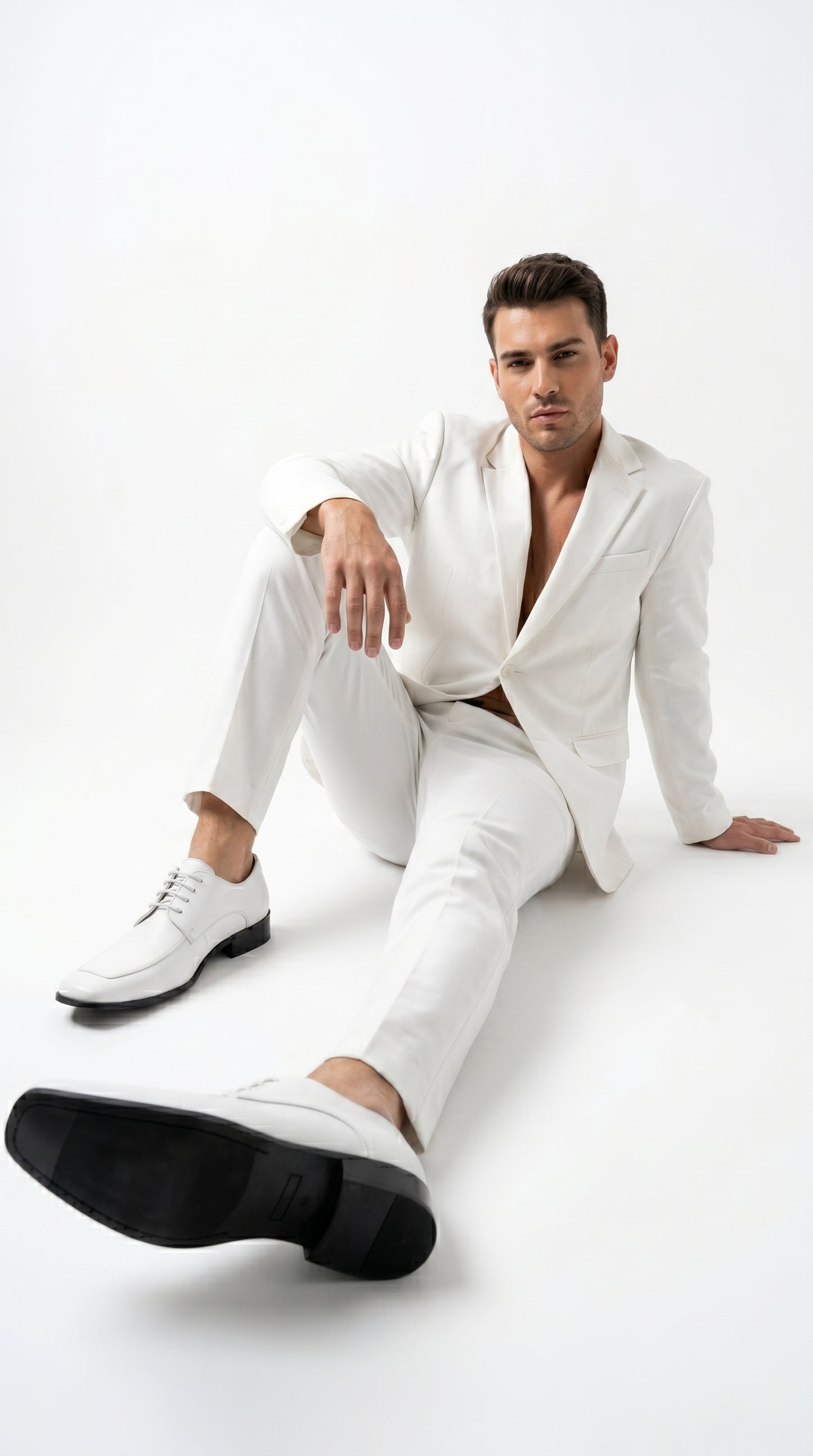 Men’s Vangelo TUX-3 White Patent Oxford Dress Shoes, Formal Wedding Prom Tuxedo Shoes
