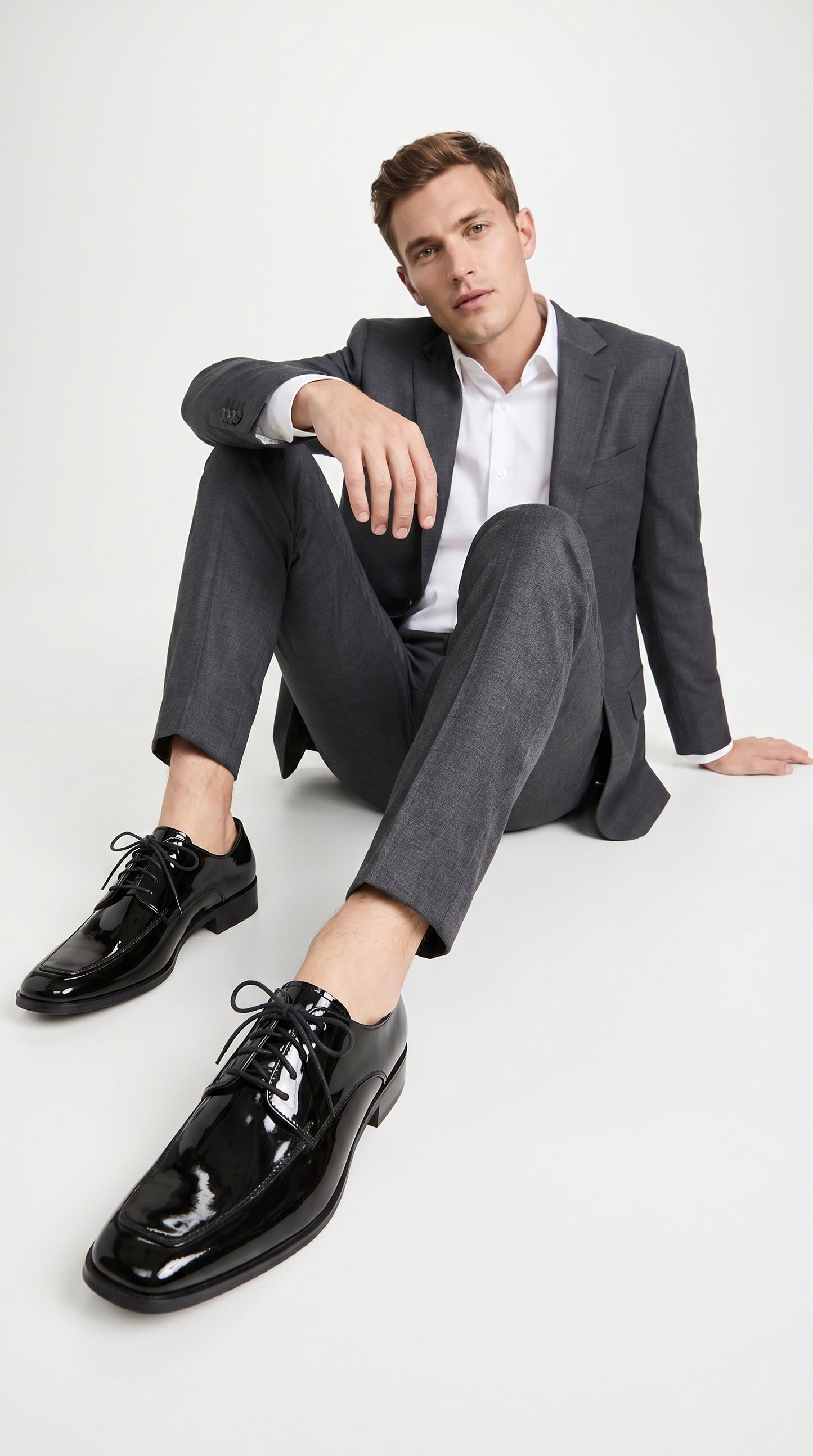 Men’s Vangelo TUX-3 Black Patent Oxford Dress Shoes, Formal Wedding Prom Tuxedo Shoes