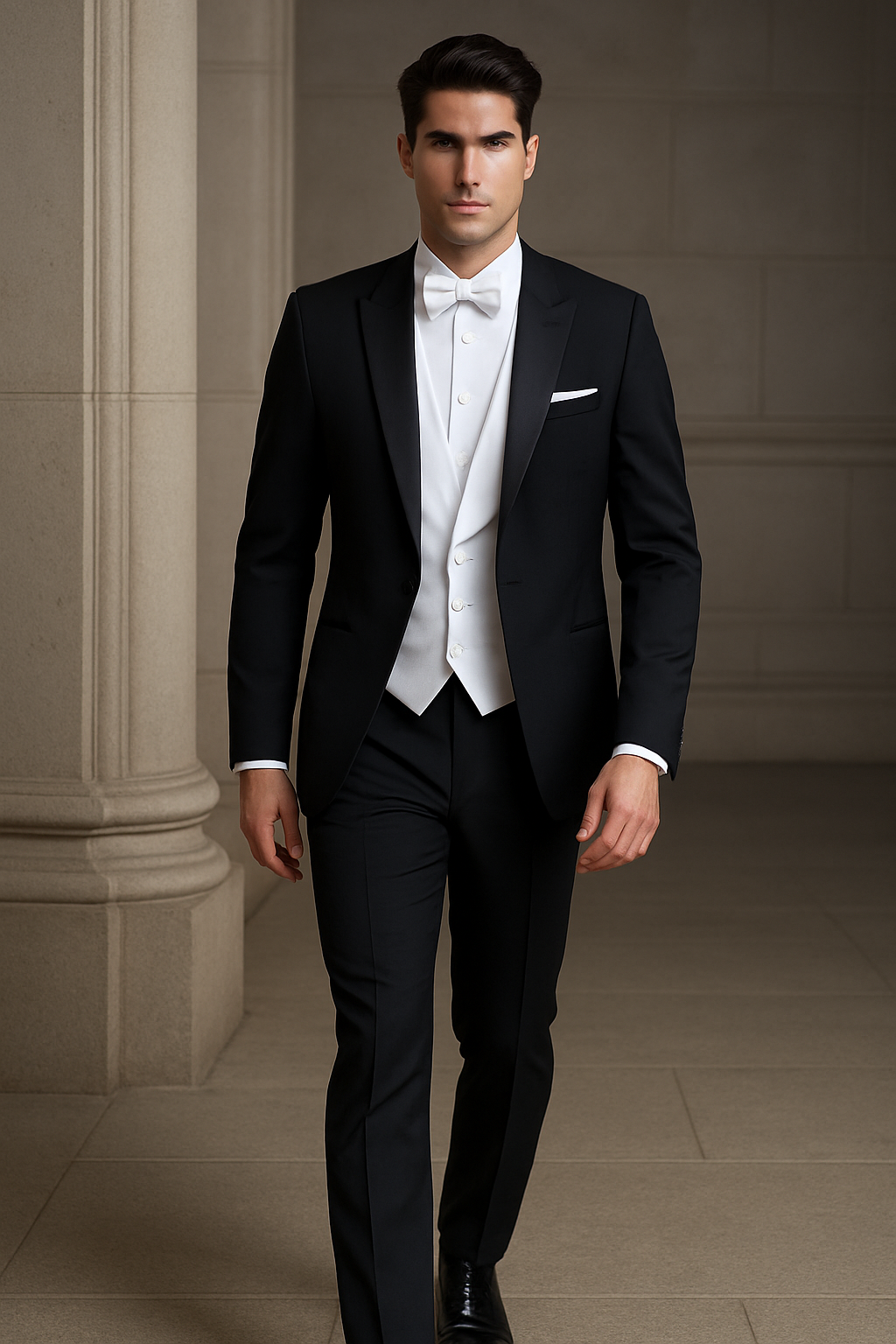 Mens Designer Bentley Formal Tail Coat Tuxedo in Black