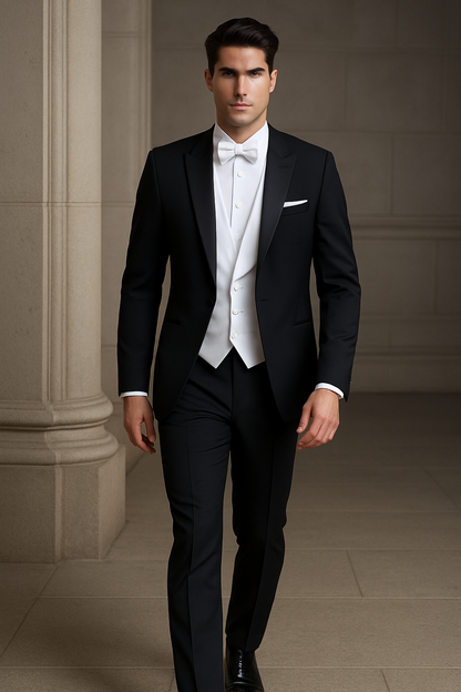 Mens Designer Bentley Formal Tail Coat Tuxedo in Black