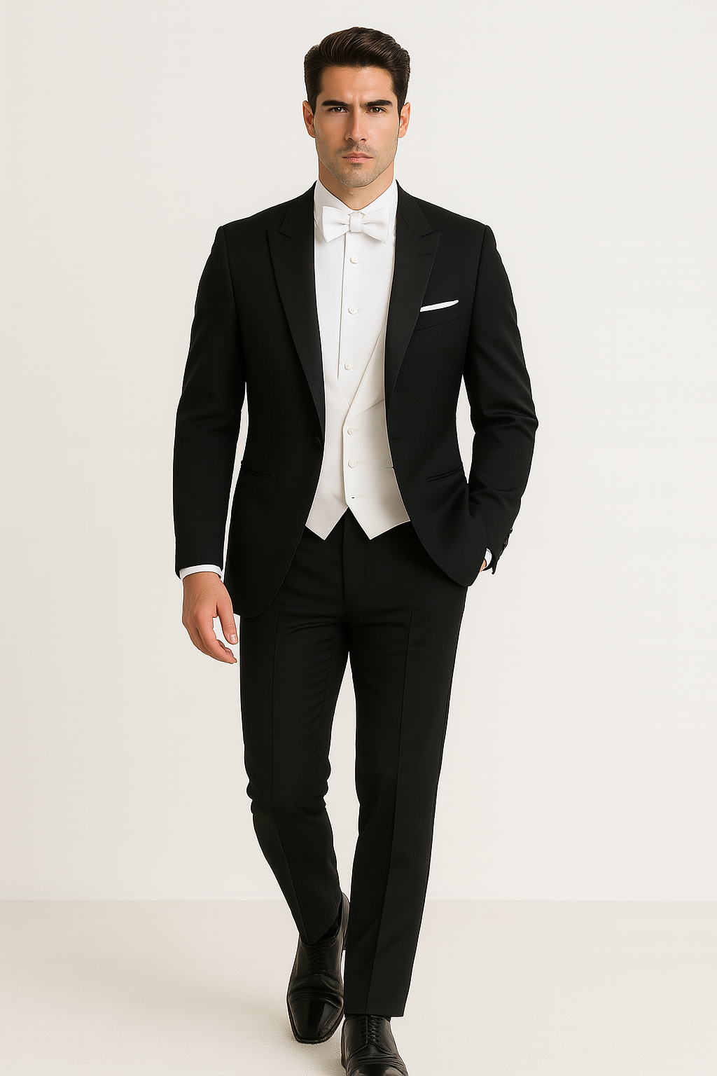 Mens Designer Bentley Formal Tail Coat Tuxedo in Black