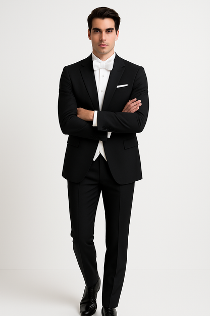 Mens Designer Bentley Formal Tail Coat Tuxedo in Black