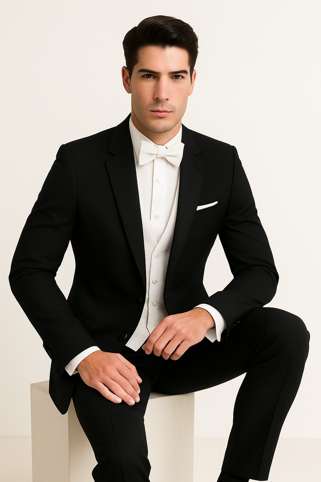 Mens Designer Bentley Formal Tail Coat Tuxedo in Black