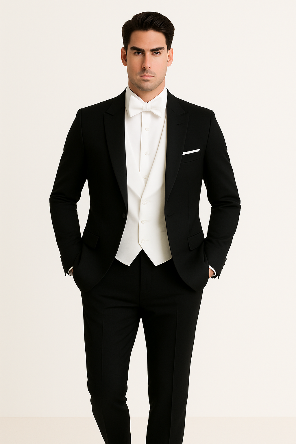 Mens Designer Bentley Formal Tail Coat Tuxedo in Black