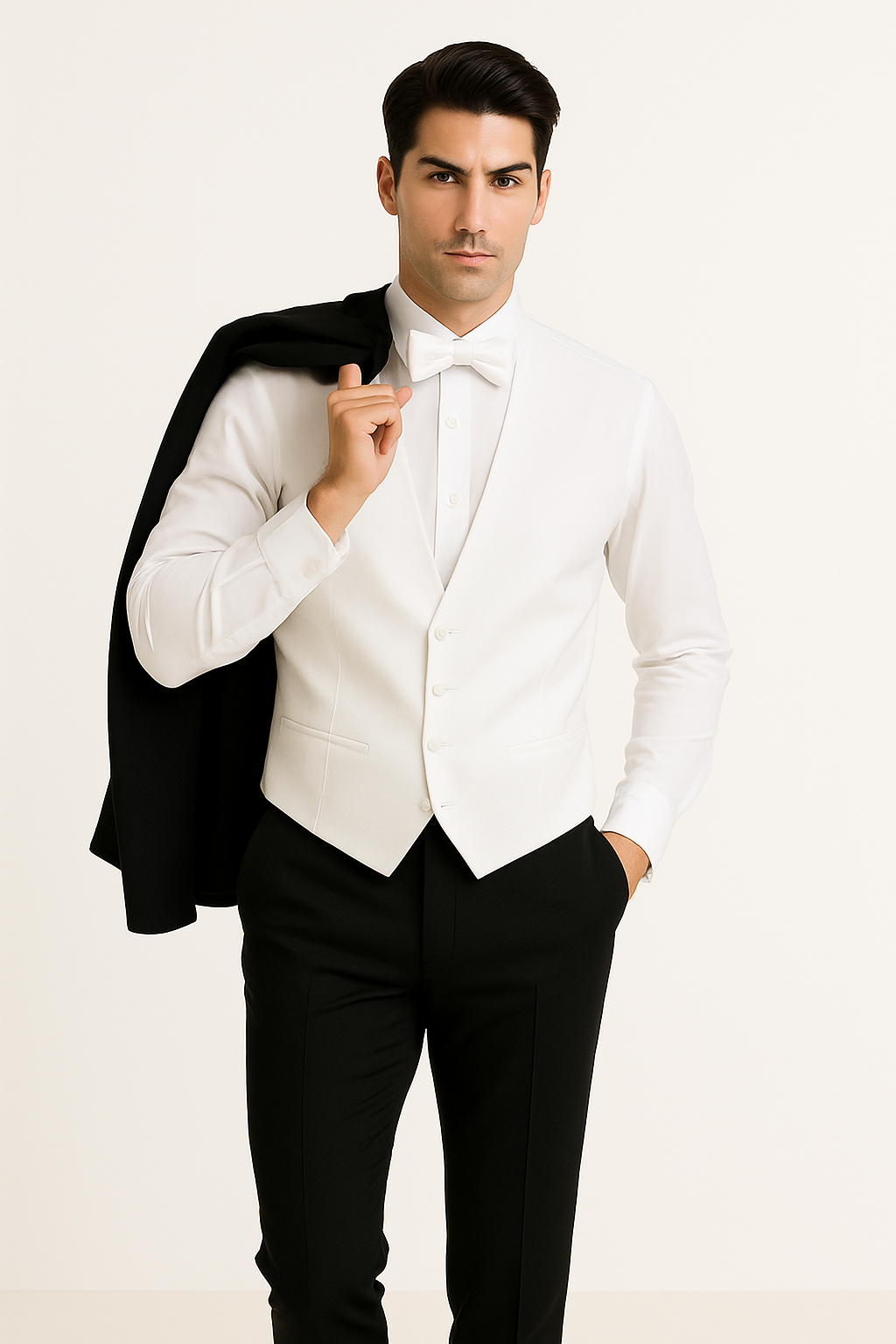 Mens Designer Bentley Formal Tail Coat Tuxedo in Black