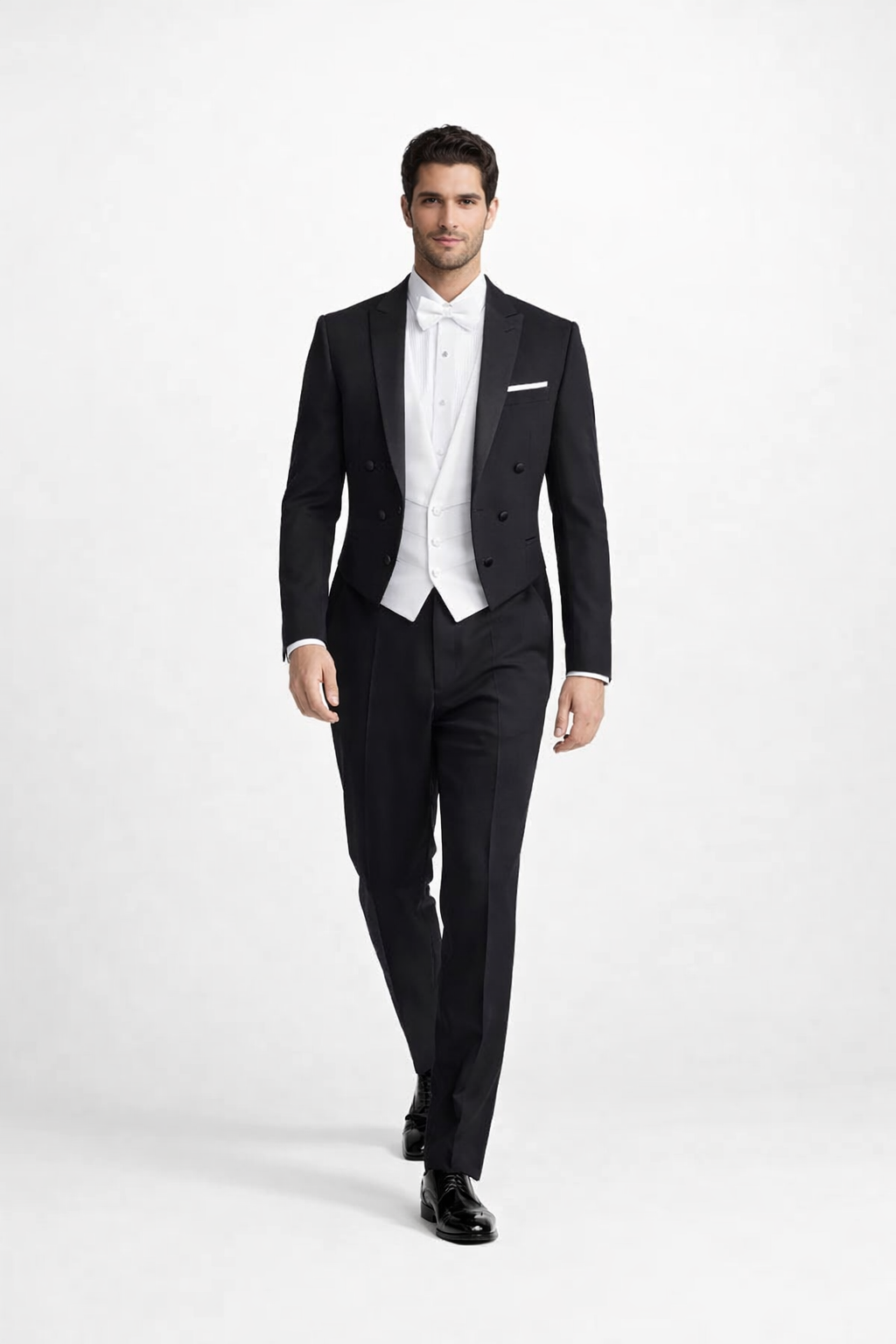 Mens Designer Bentley Formal Tail Coat Tuxedo in Black