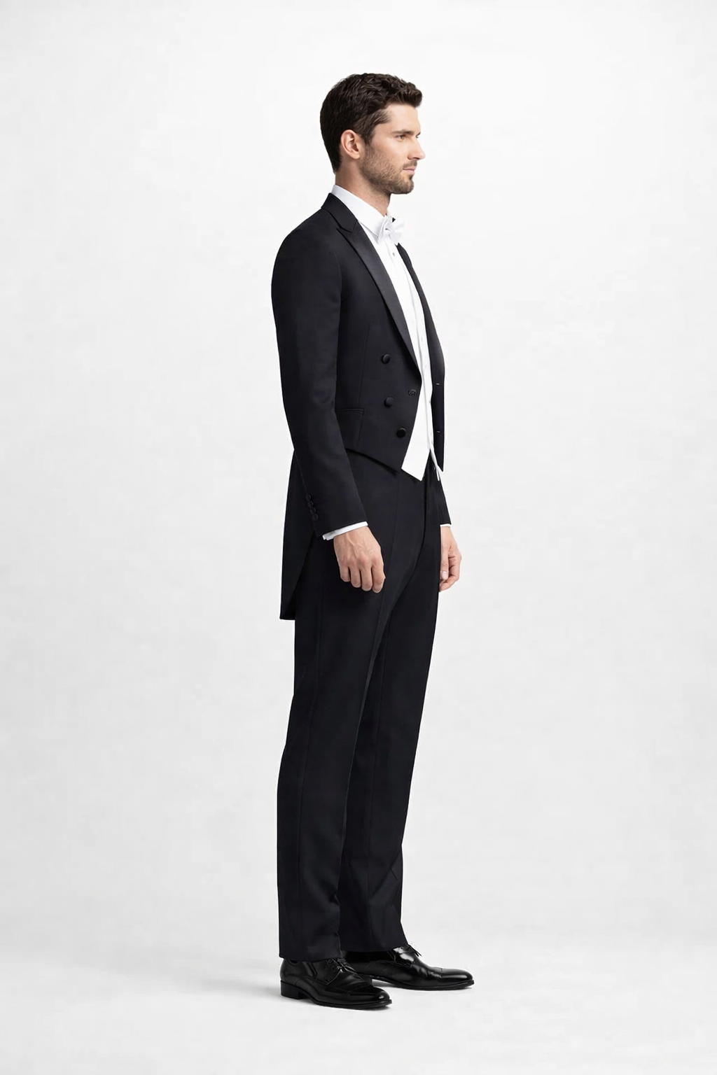 Mens Designer Bentley Formal Tail Coat Tuxedo in Black