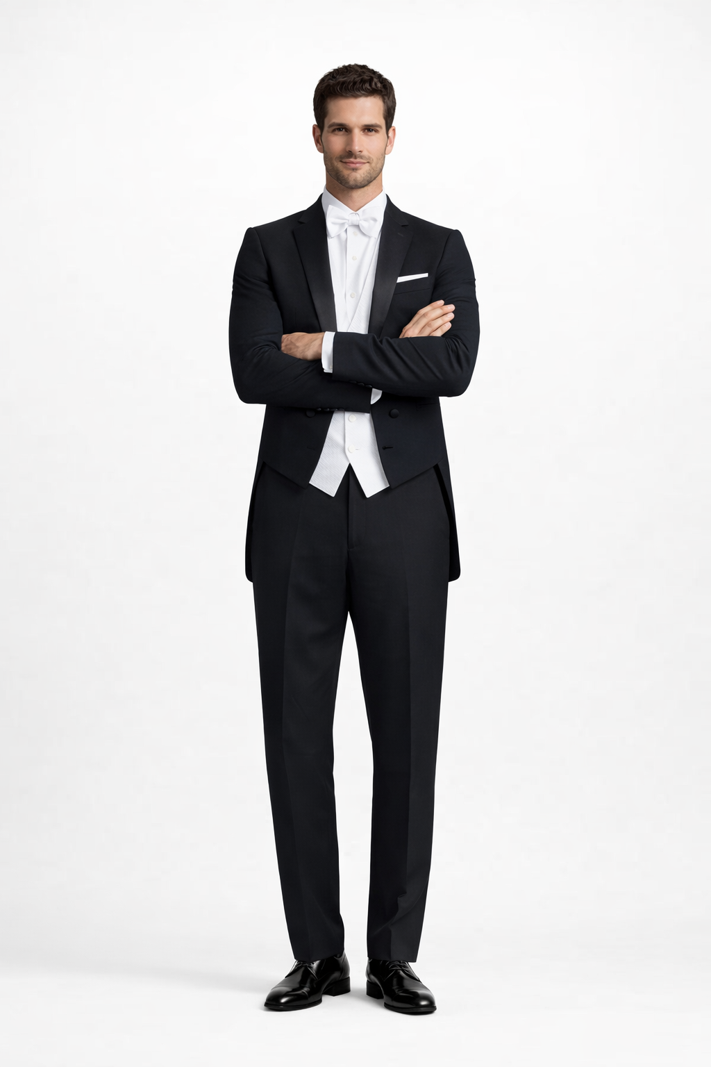 Mens Designer Bentley Formal Tail Coat Tuxedo in Black