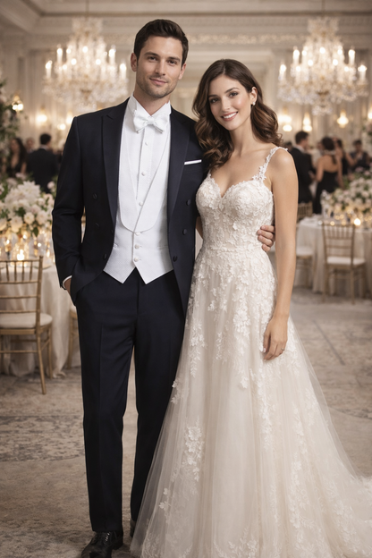 Mens Designer Bentley Formal Tail Coat Tuxedo in Black