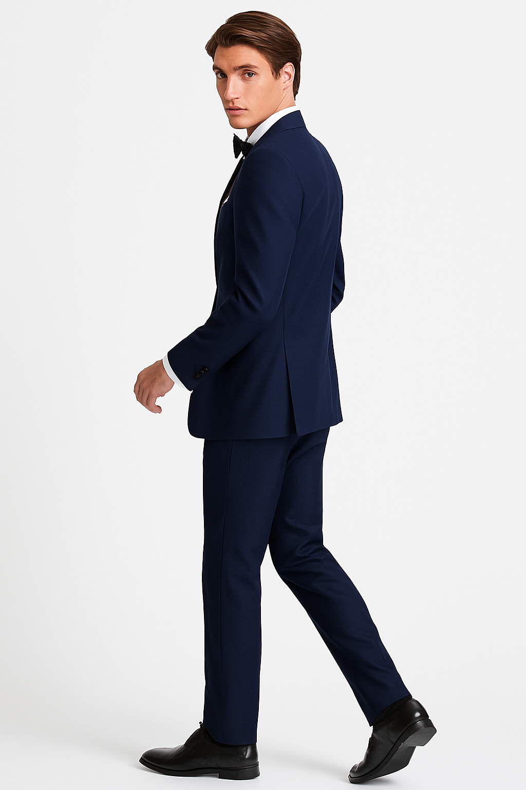 Mens Designer One Button Peak Blake Tuxedo in Navy Blue