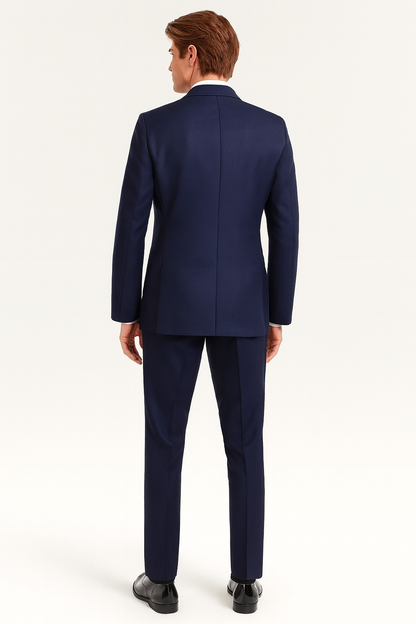 Mens Designer One Button Peak Blake Tuxedo in Navy Blue