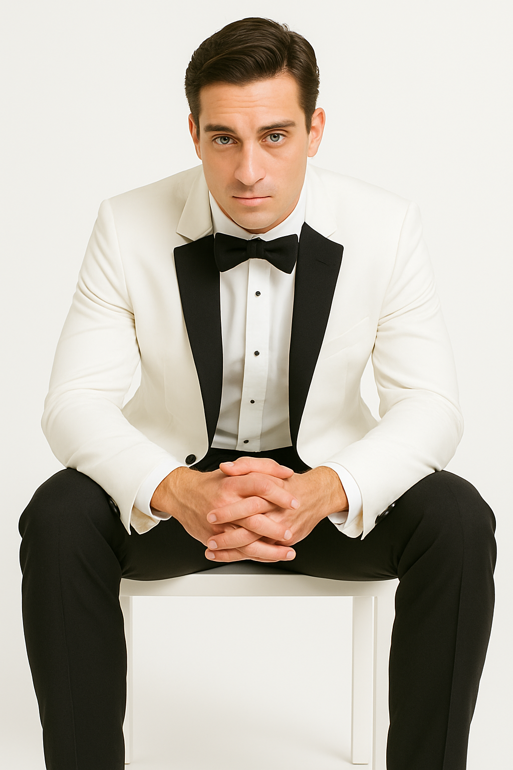 Mens Designer Franklin Wedding - Prom Tuxedo in White