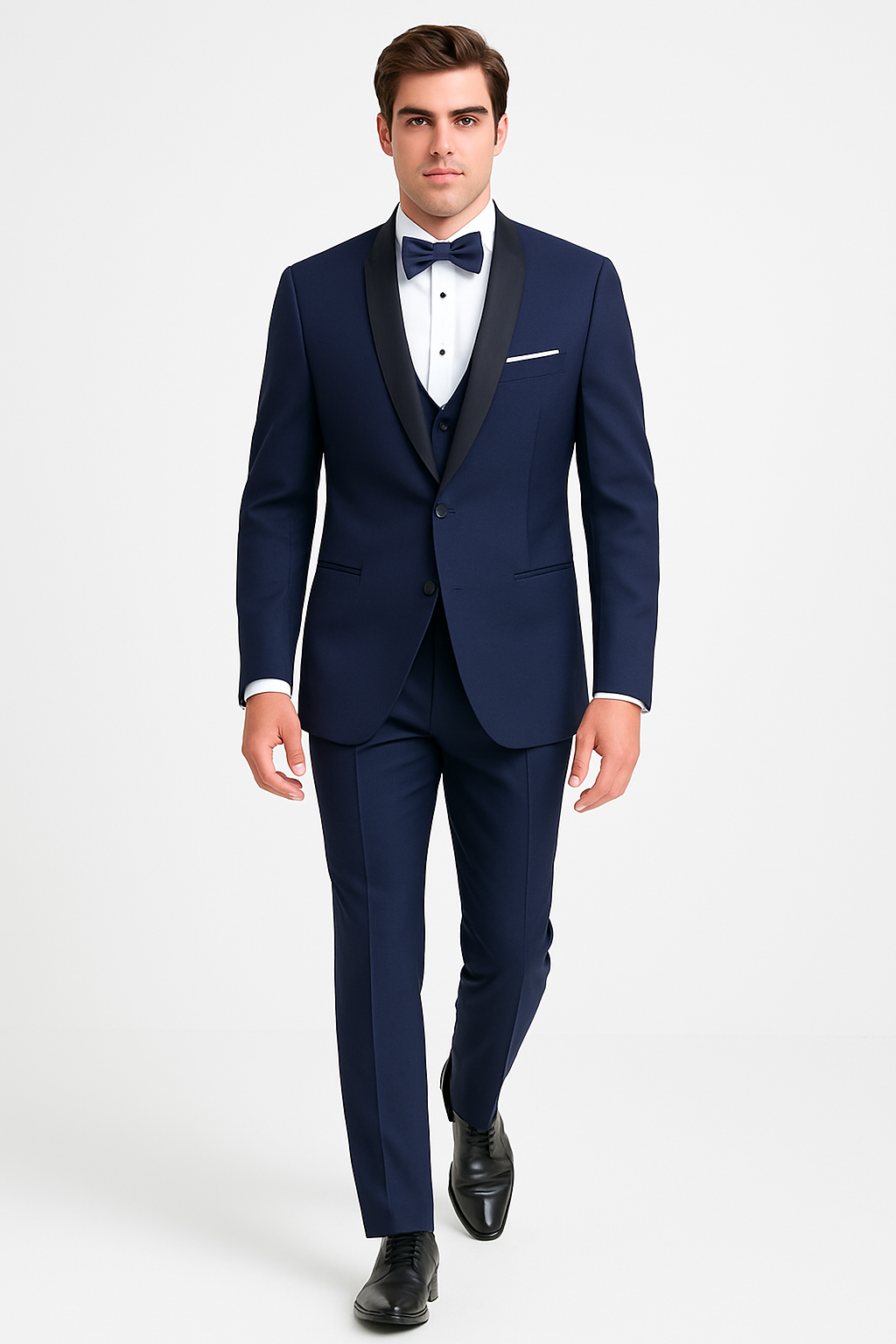 Mens Designer One Button Shawl Tuxedo in Navy