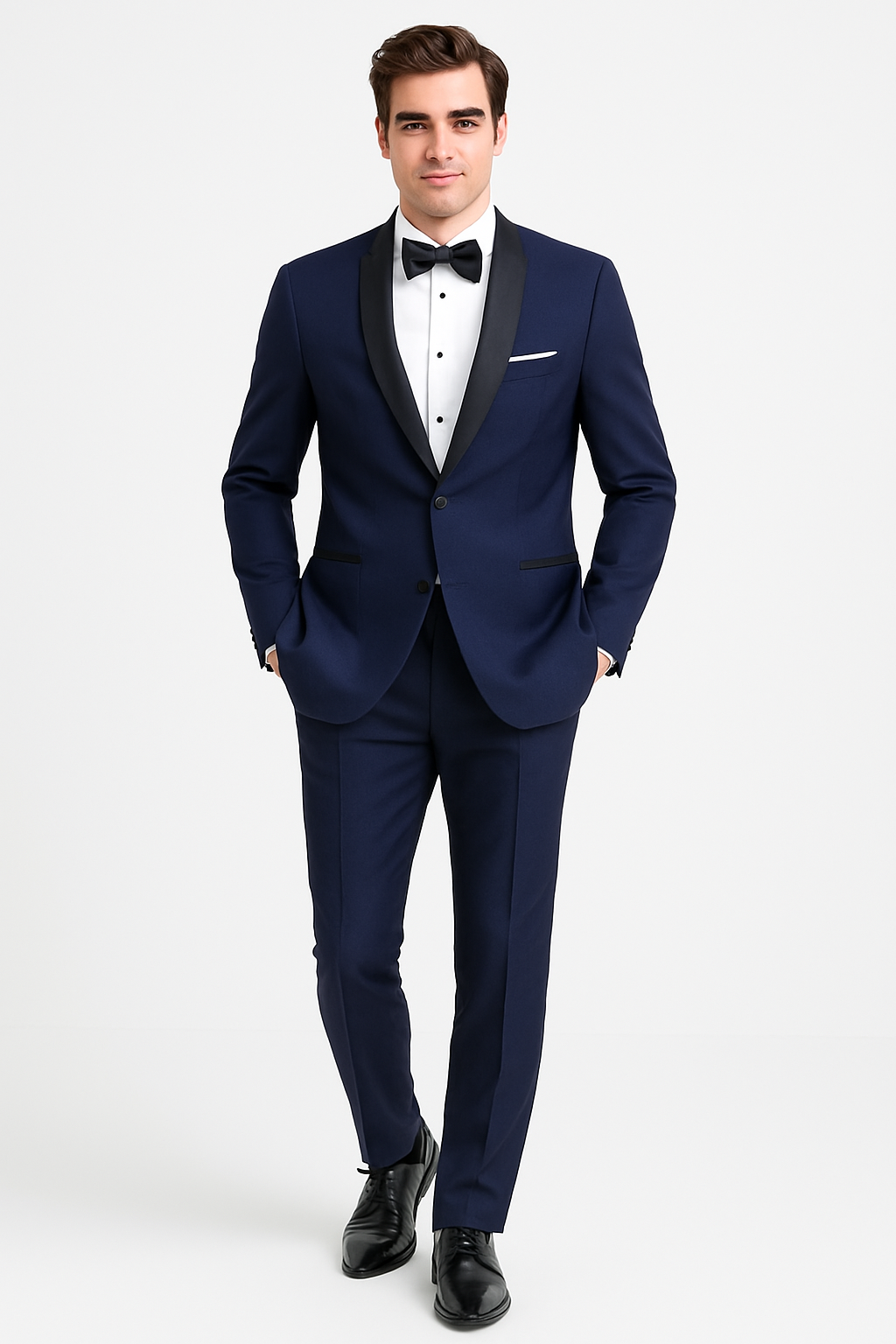 Mens Designer One Button Shawl Tuxedo in Navy