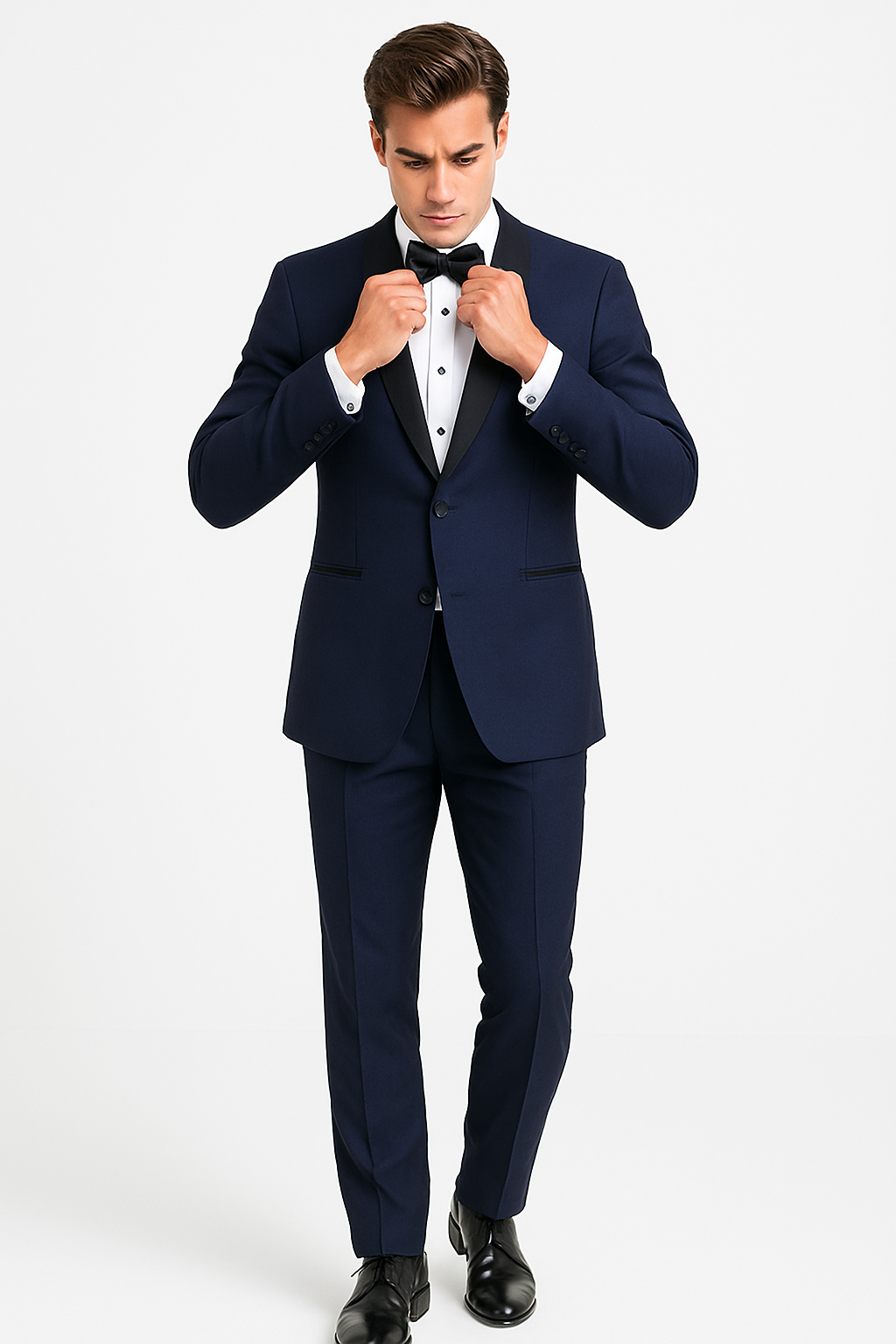 Mens Designer One Button Shawl Tuxedo in Navy