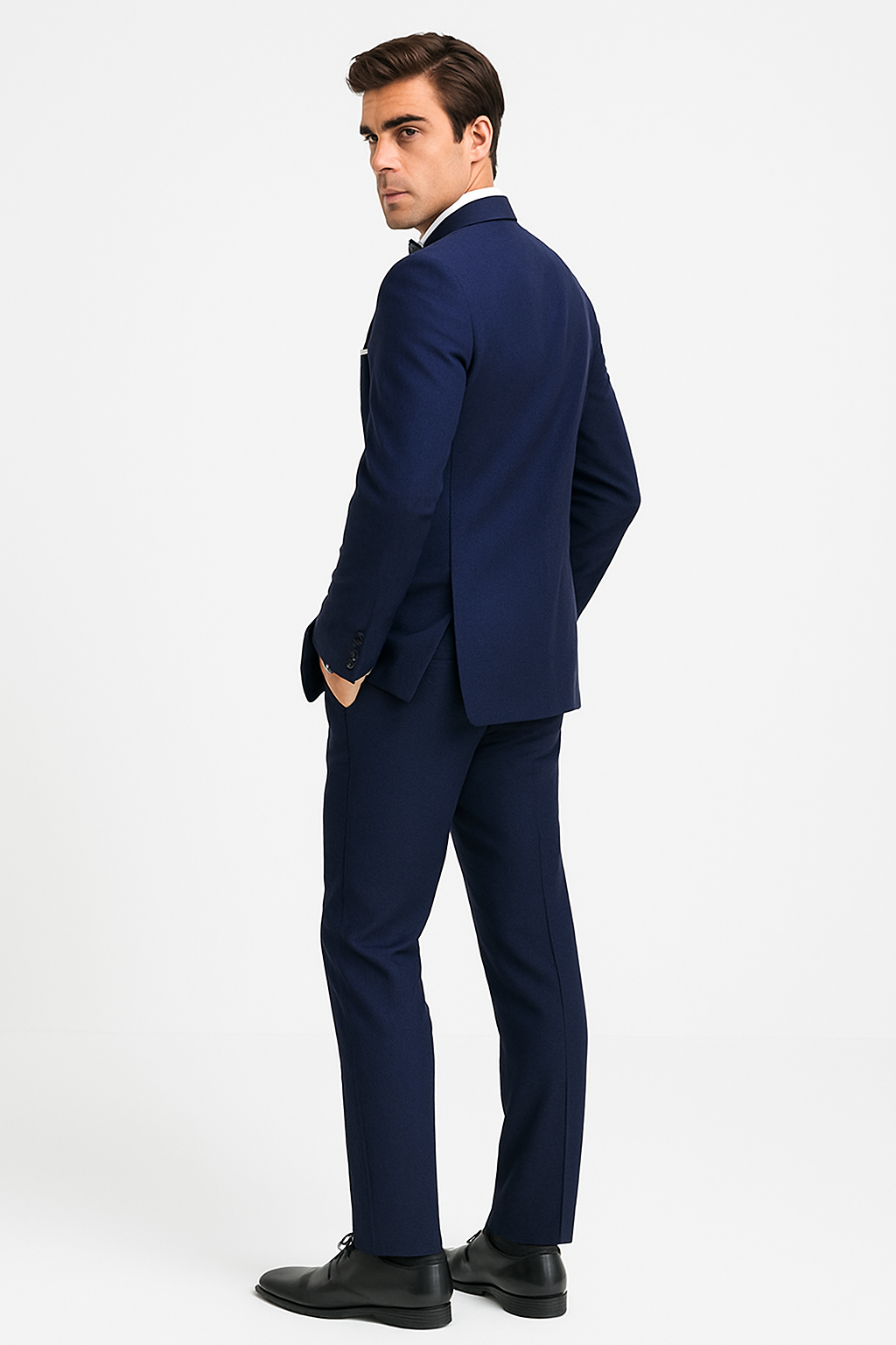 Mens Designer One Button Shawl Tuxedo in Navy