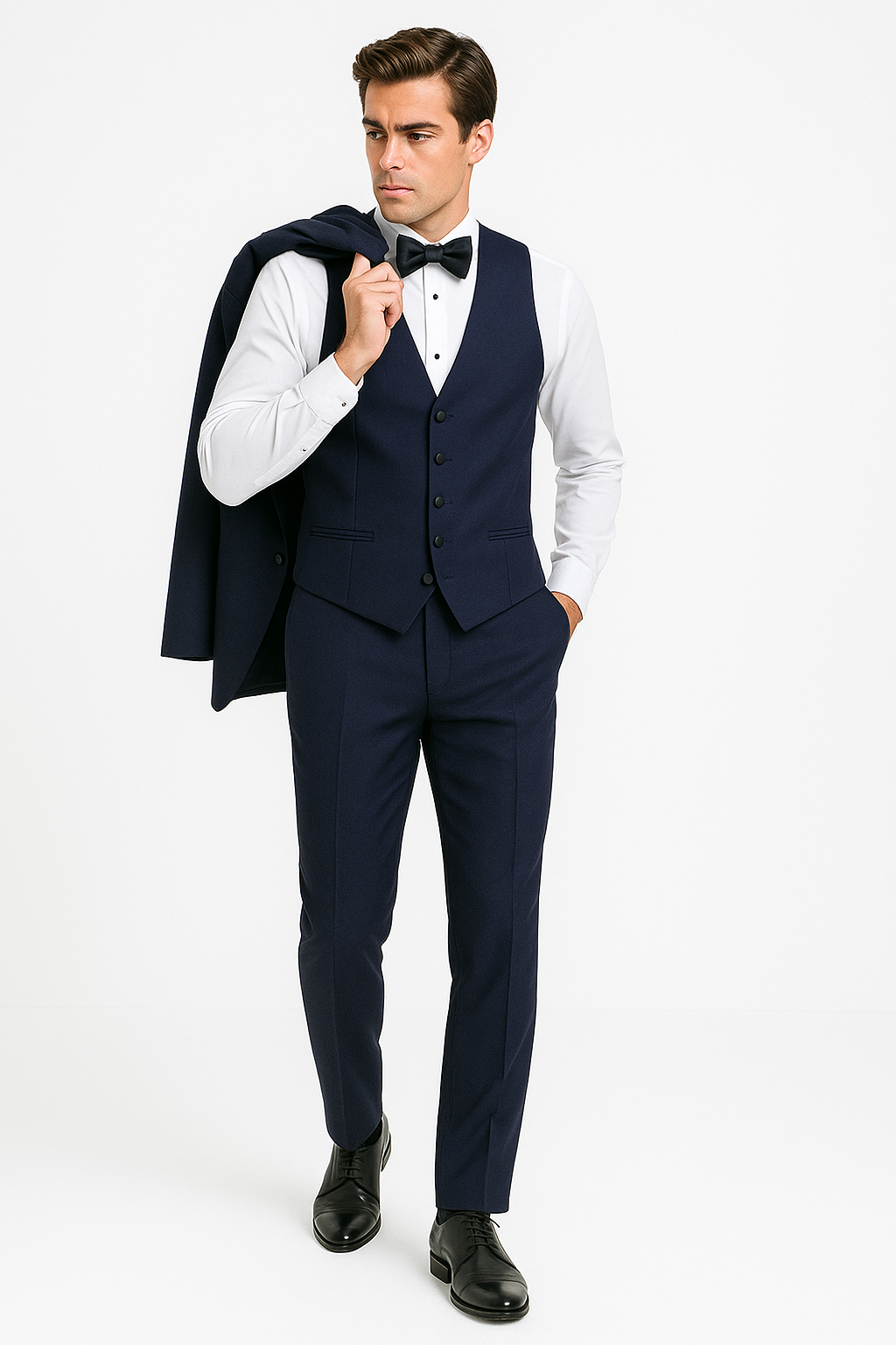 Mens Designer One Button Shawl Tuxedo in Navy