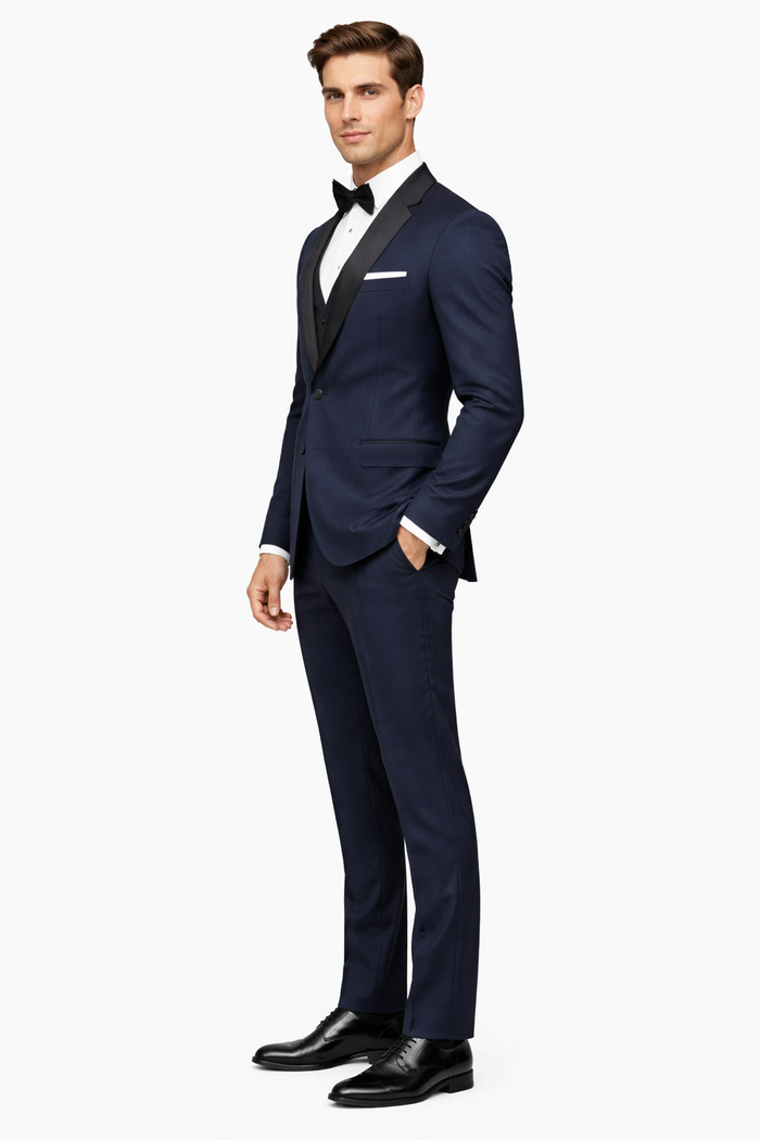 Mens Designer One Button Shawl Tuxedo in Navy
