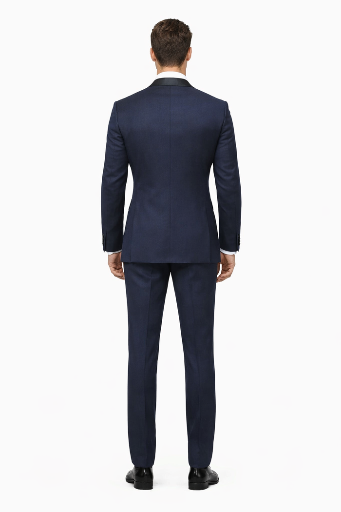 Mens Designer One Button Shawl Tuxedo in Navy