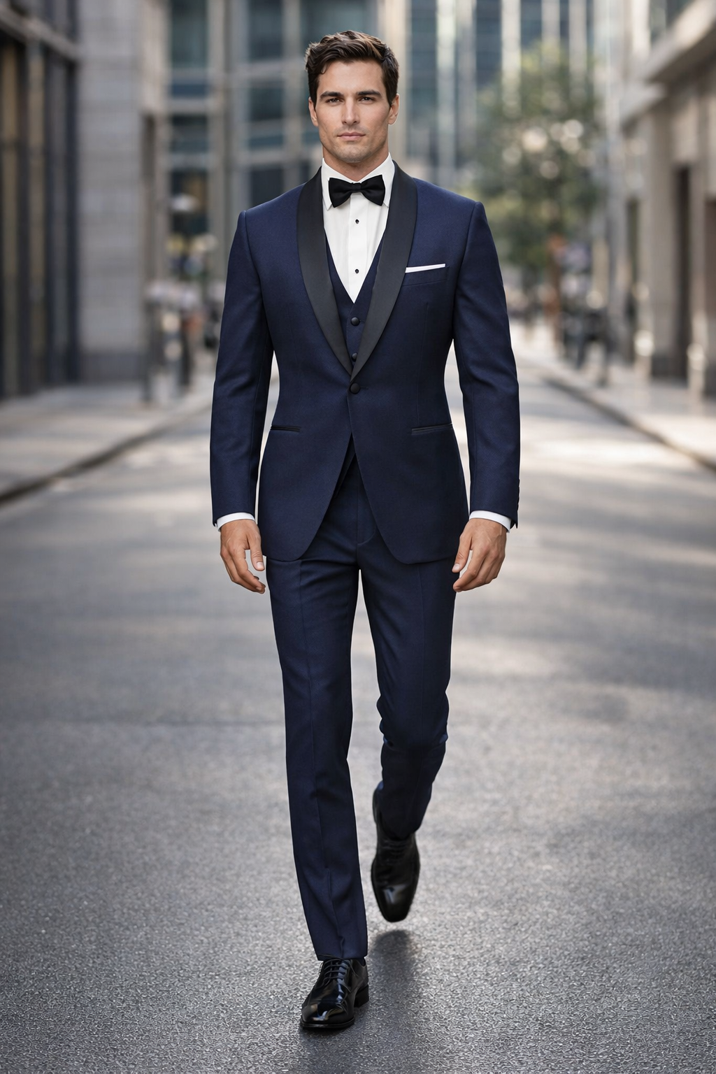 Mens Designer One Button Shawl Tuxedo in Navy