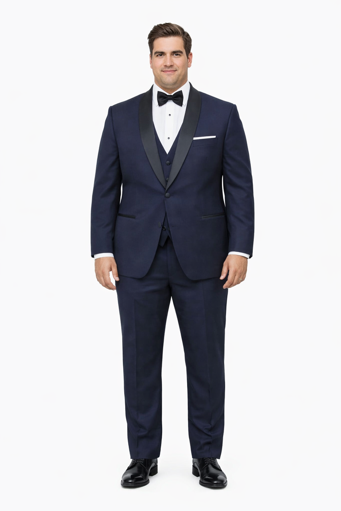 Mens Designer One Button Shawl Tuxedo in Navy