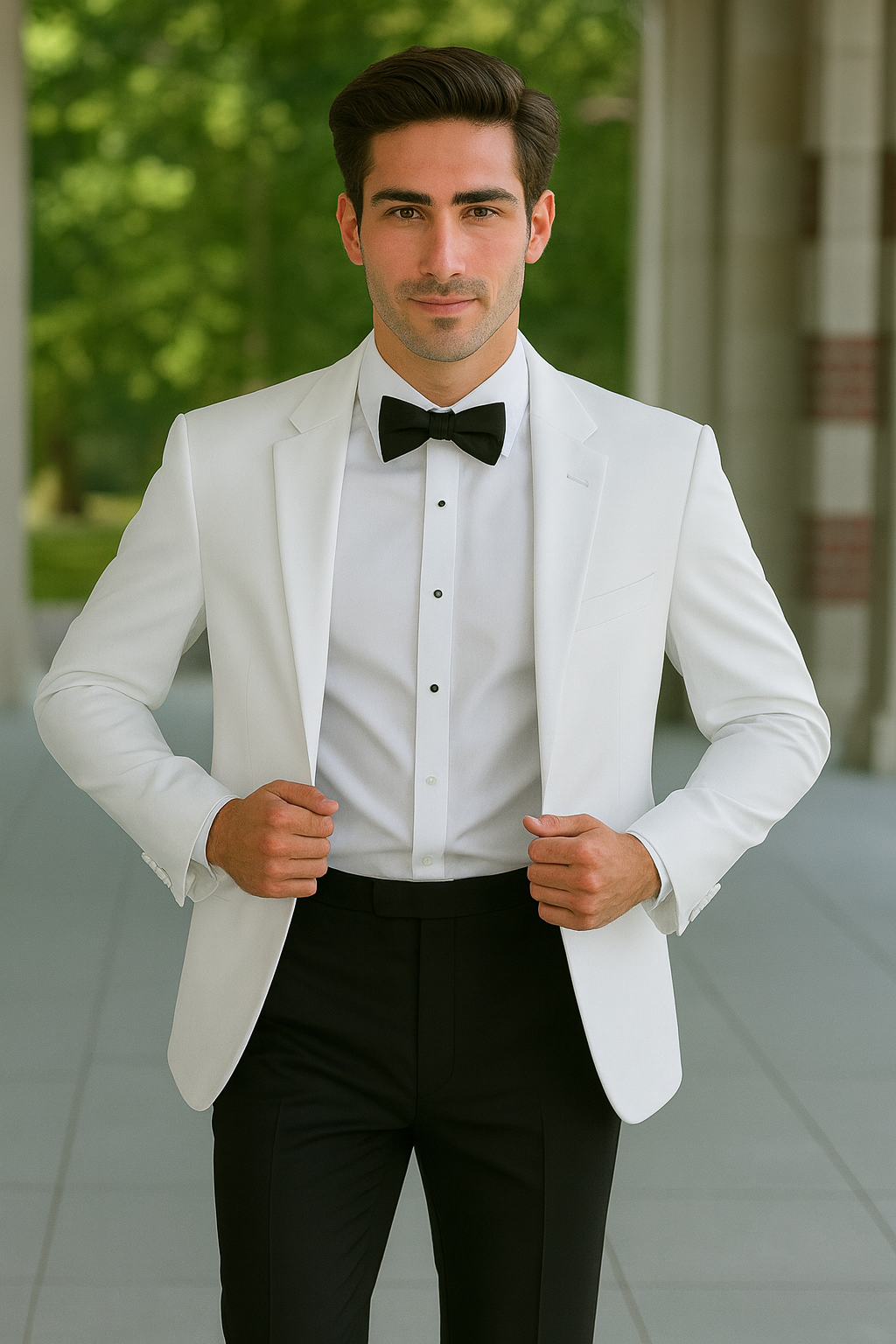 Mens Designer Martin 2 Button Tuxedo in White