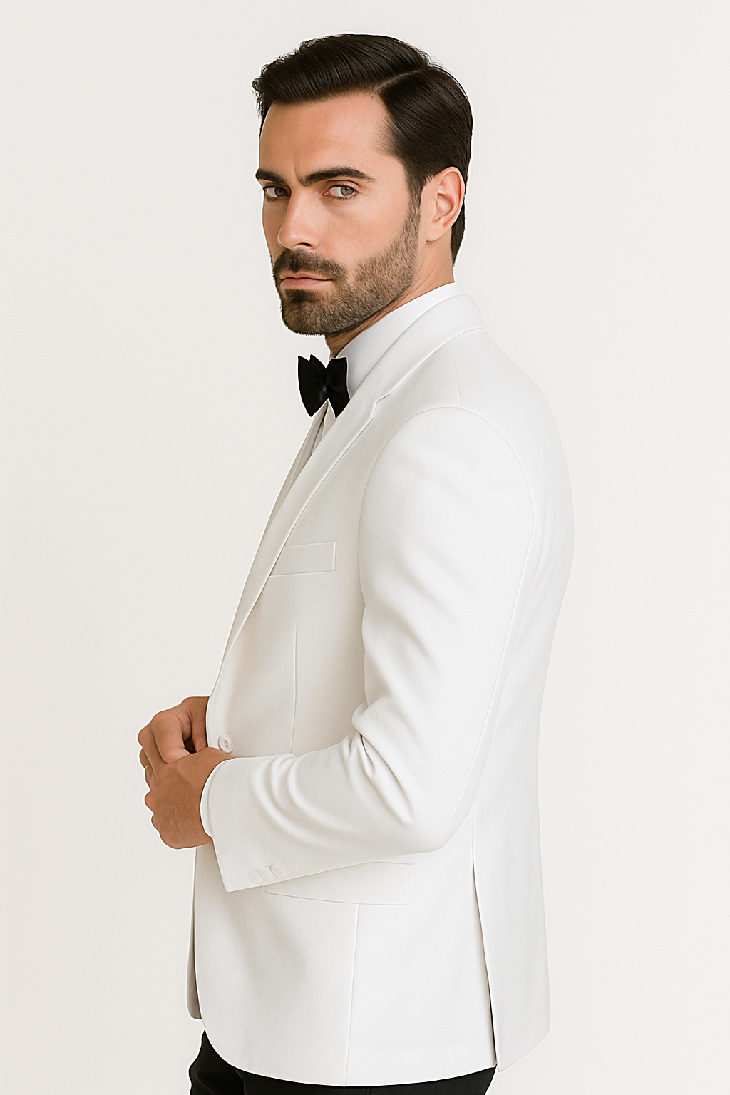 Mens Designer Martin 2 Button Tuxedo in White