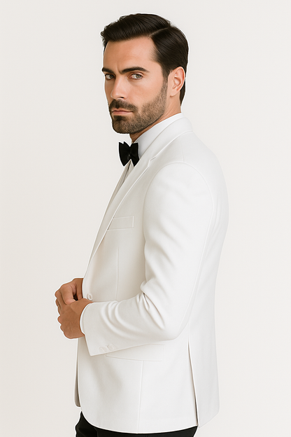 Mens Designer Martin 2 Button Tuxedo in White