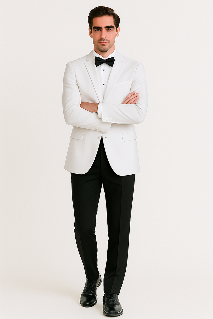 Mens Designer Martin 2 Button Tuxedo in White