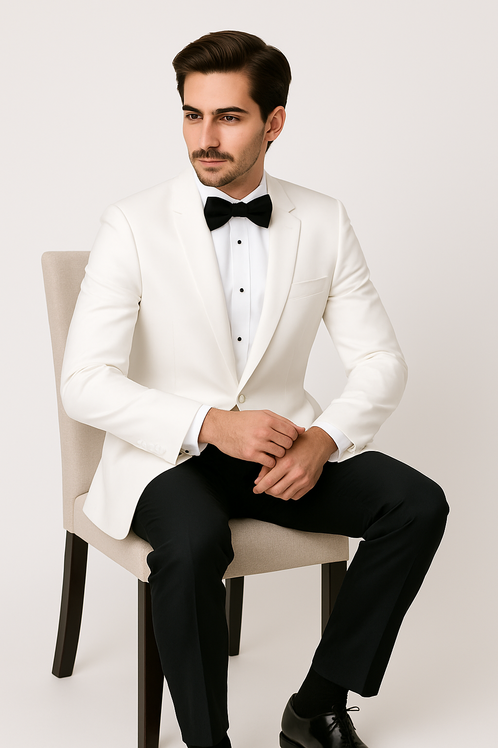 Mens Designer Martin 2 Button Tuxedo in White