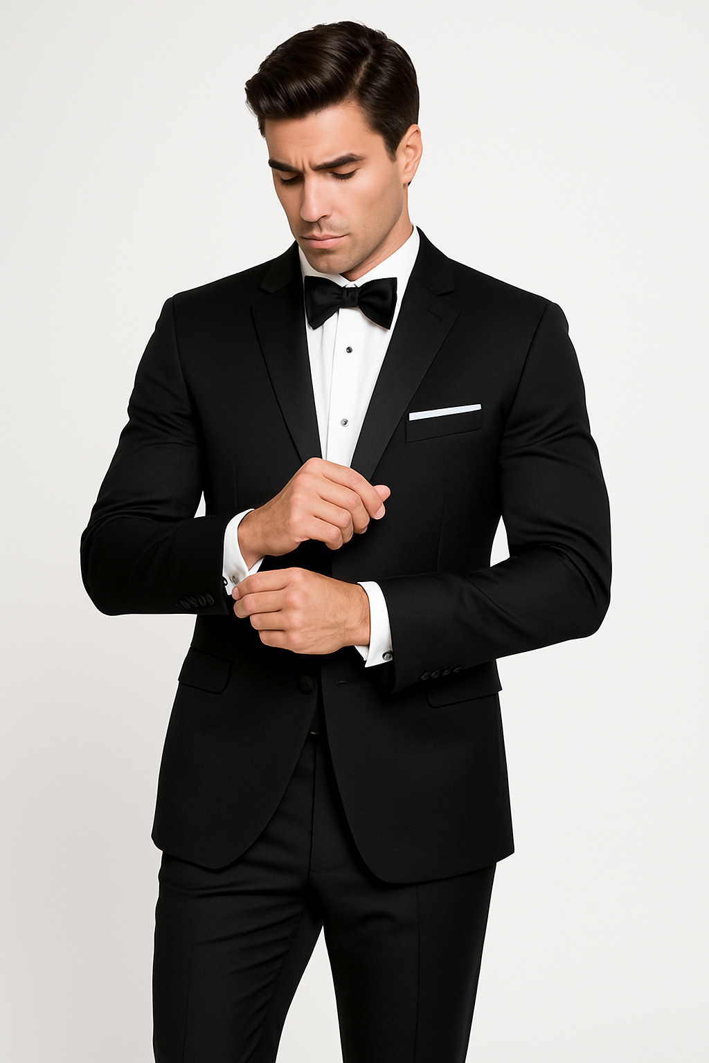 Mens Designer Parker Classic Wool Tuxedo in Black