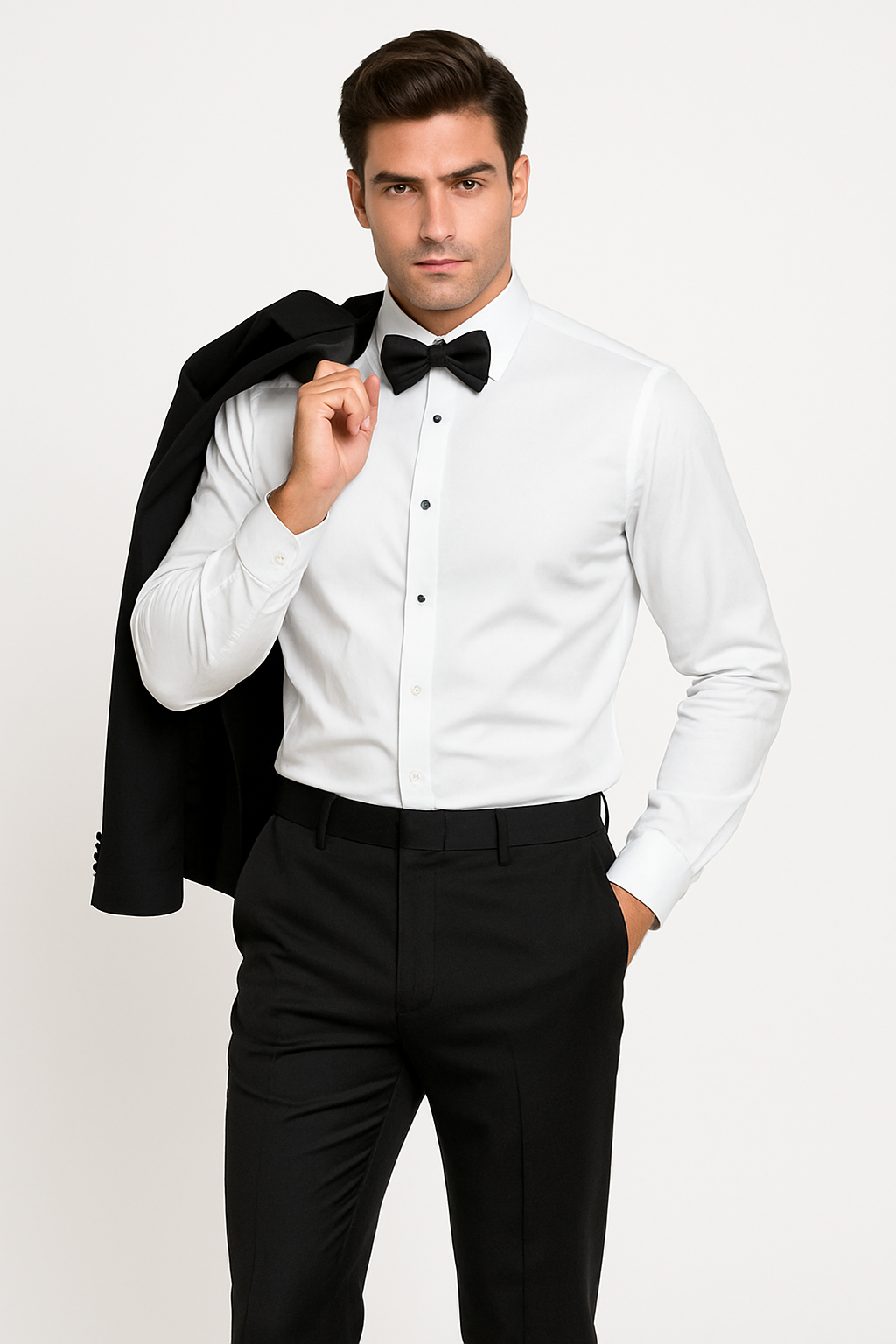 Mens Designer Parker Classic Wool Tuxedo in Black