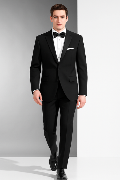 Mens Classic 2 Button Wool Tuxedo in Black