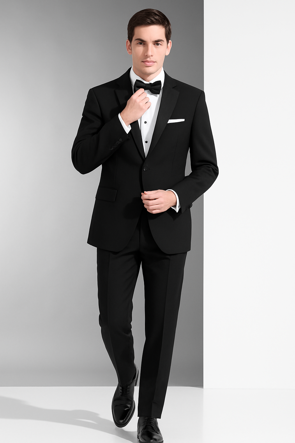 Mens Classic 2 Button Wool Tuxedo in Black