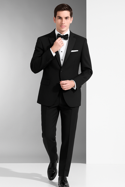 Mens Classic 2 Button Wool Tuxedo in Black