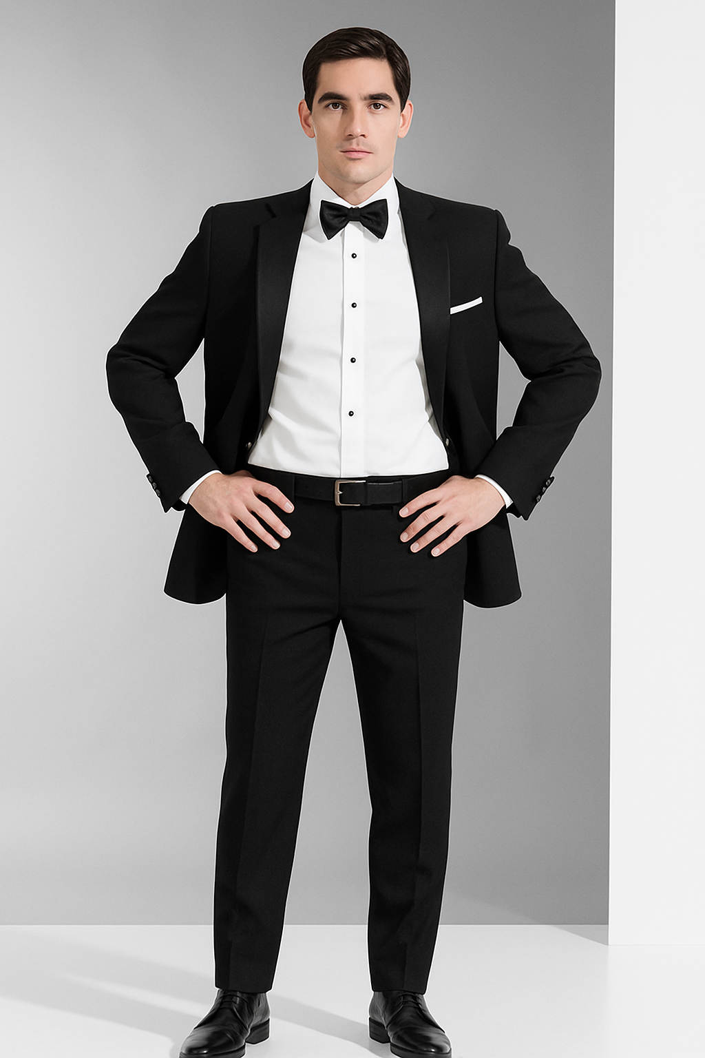Mens Classic 2 Button Wool Tuxedo in Black
