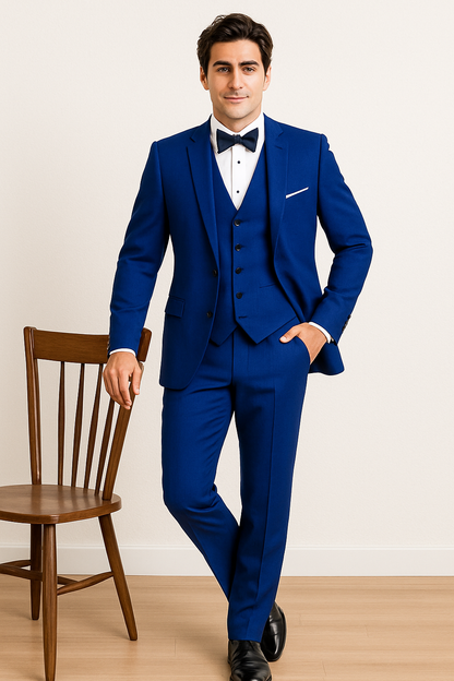 Mens Designer Wainscott Wedding Tuxedo Cobalt Blue