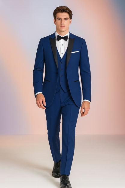 Mens Designer Wainscott Wedding Tuxedo Cobalt Blue