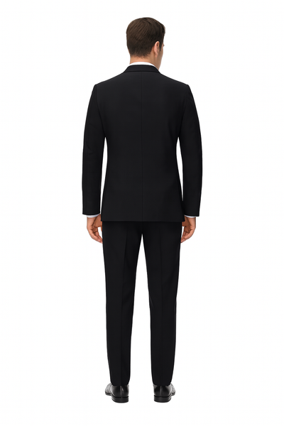 Mens Designer Satin Trim Shawl Waverly Tuxedo in Black