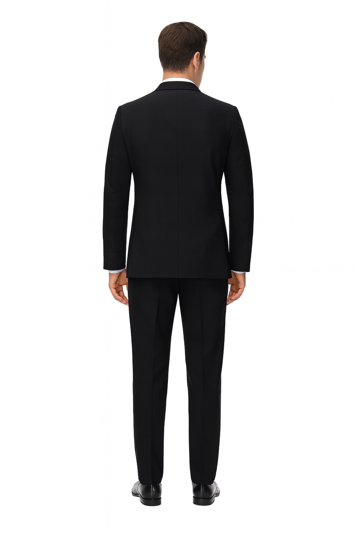 Mens Designer Satin Trim Shawl Waverly Tuxedo in Black
