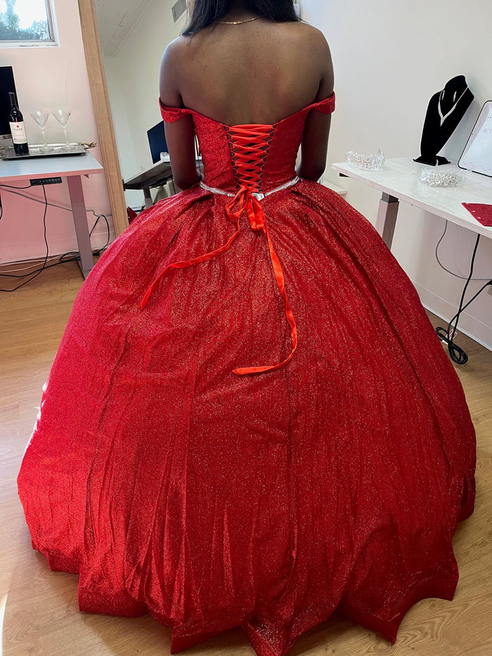 Layla K LK176 Off The Shoulder Glitter Sweetheart Quinceanera Dress