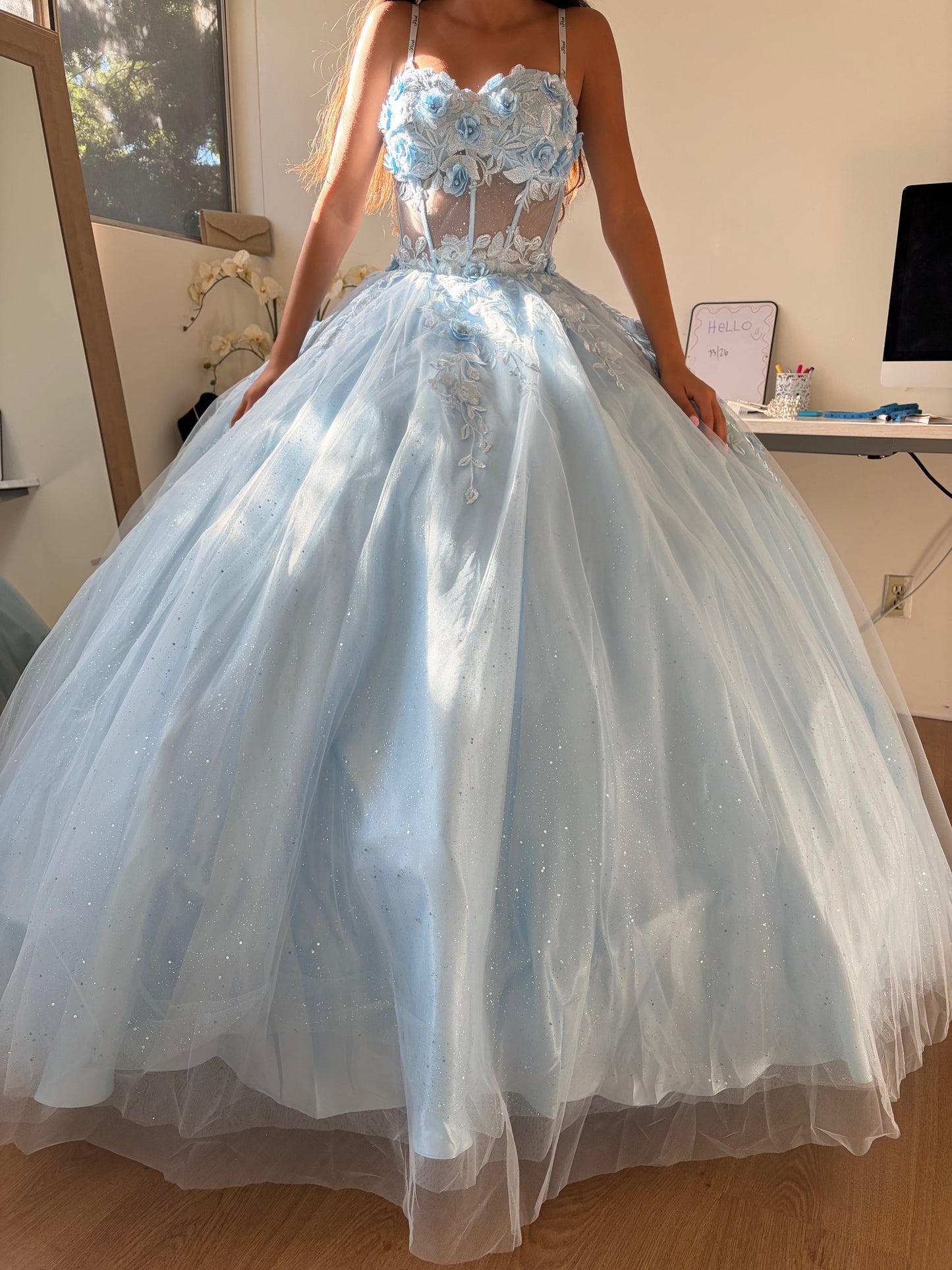 Layla K LK188 3D Floral Applique Ball Quince Dress