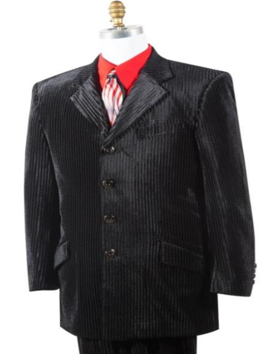 38 4 Button Men's Suit Velvet Black