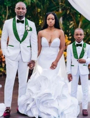 Emerald Green Tuxedo - Hunter Green Tuxedo  Vested white Suit