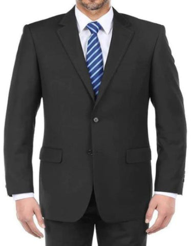 Renoi Mens Suits - 100% Virgin Regular Fit Pick Stitch 2 Piece Suit 2 Button Black