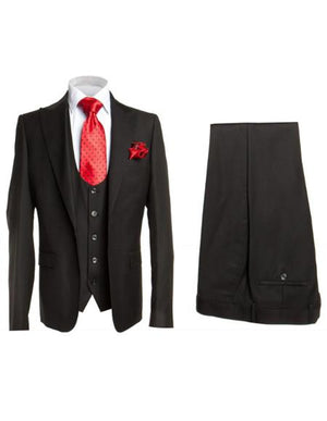 Rossi Man Men's Slim Fit Black Suit ?? Double-Breasted Vest, Elegant Formalwear