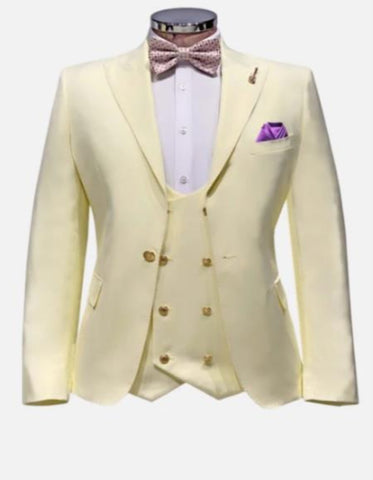 Mens Suits With Gold Buttons - Ivory Suit