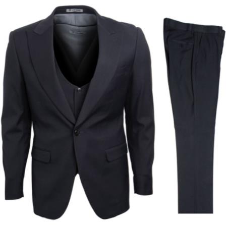 Mens Stacy Adams Suits - Designer Suit - 3 Piece Suit - Vested Suit - Flat Front Pant- Modern Fit Suits Dark Grey Suit